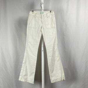 Aeropostale White Chino Cream Khaki Low Rise Cargo Pants Flare Juniors 0 Long